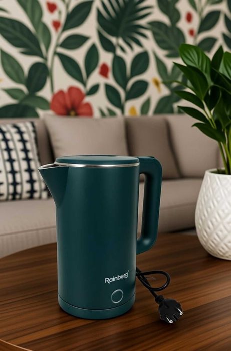 Стильний зелений чайник електричний 2л сталь 2000 ват