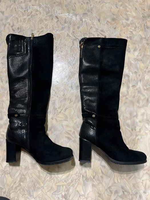 Зимні чоботи єврозима Foletti, замша+ шкіра тиснення змія 40р./25,5