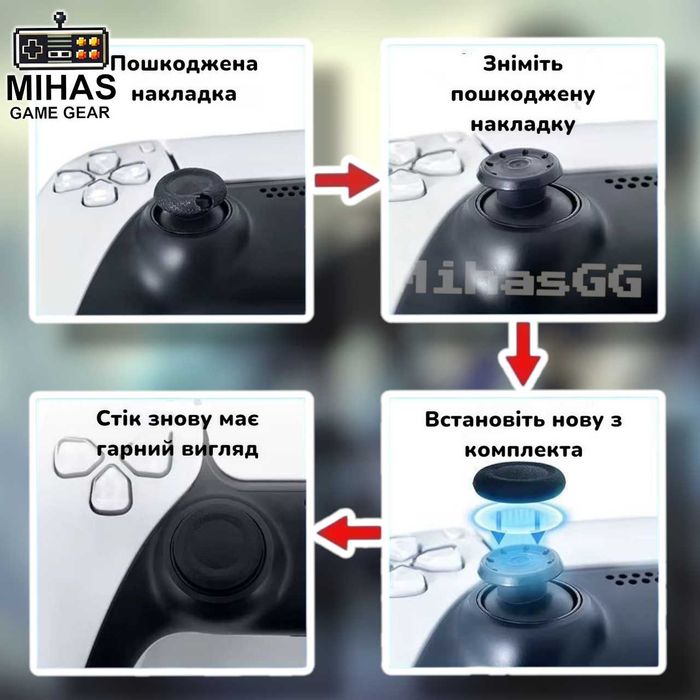 Ремонтні накладки-ковпачки на стіки для геймпадів PS4 / PS5 Dualsense