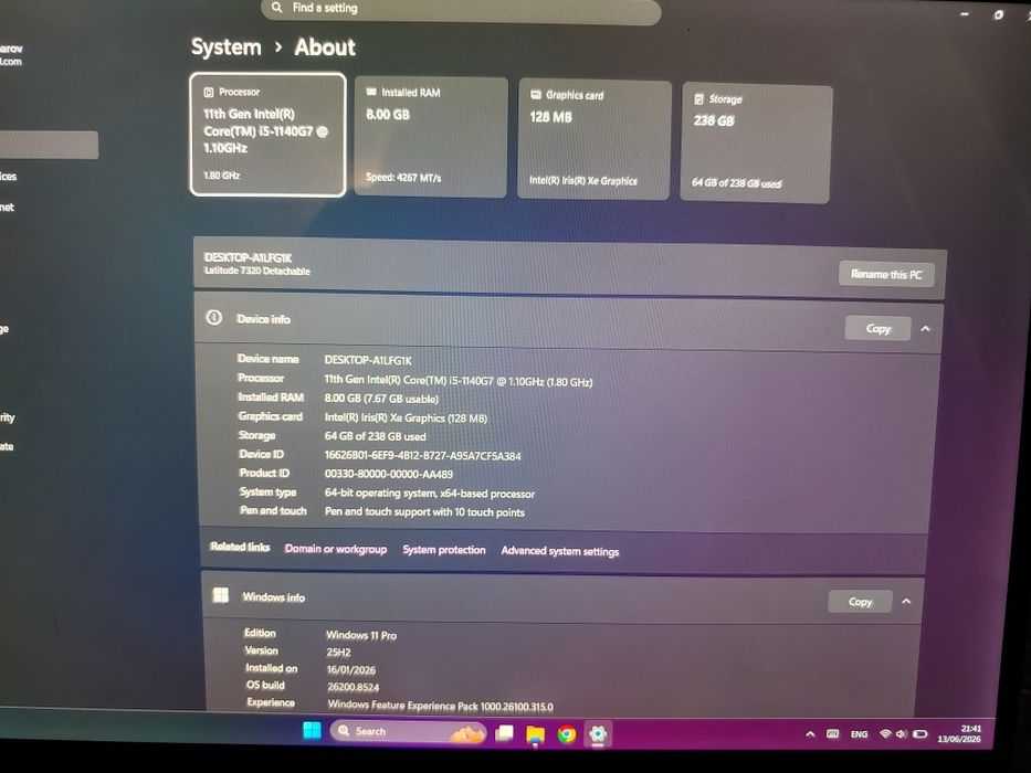 Планшет Dell Latitude 7320 i5-1140G7 8GB 256GB LTE
