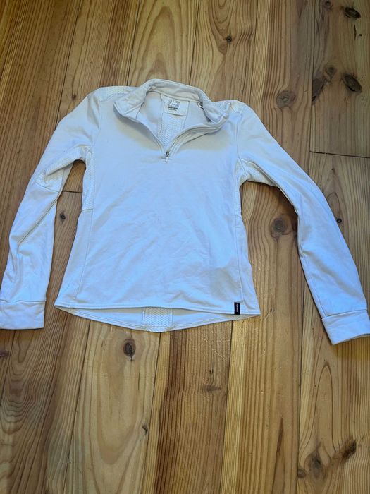 FOUGANZA Polo Quente Concurso Manga Comprida Equitação 12 anos Branco