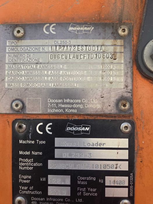 Ładowarka DOOSAN DL250-3 rocznik 2015