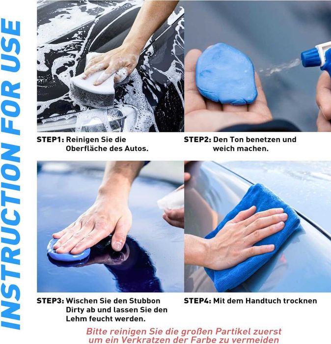 Clay Bar 540g - kit limpeza carro argilas 3 peças profissionais