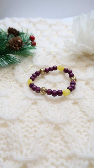 Bransoletka indie indyjska drewniane koraliki klasyczna drewno 23