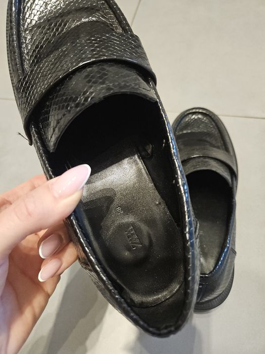 Zara loufersy mokasyny czarne
