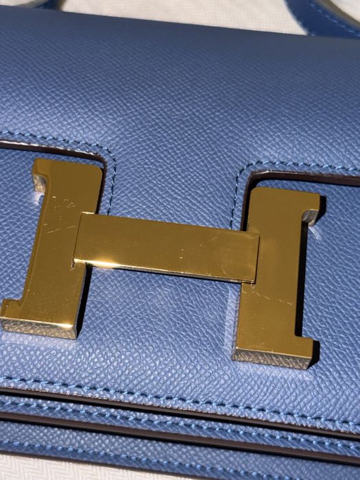 Сумка Hermès Constance 26 Bag in Epsom Leather Синяя Ермес Констант