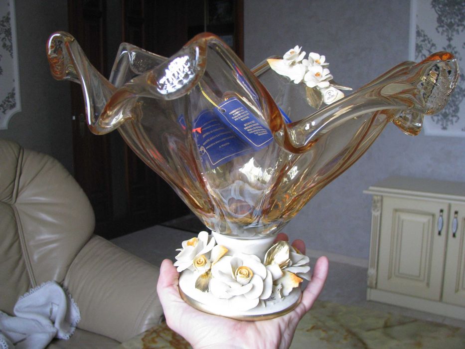 Ваза Murano Italy,  муранське скло, ручна робота Італія, декор