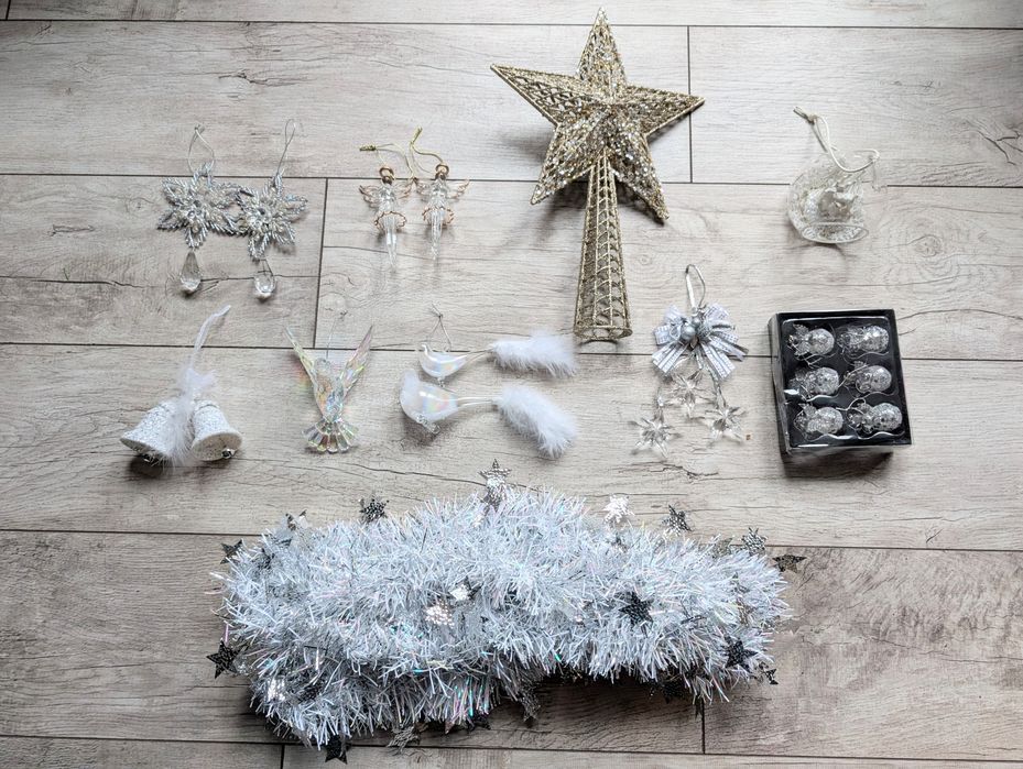 Zestaw SZKLANYCH bombek, gwiazda i łańcuch. Home&You TANIO!