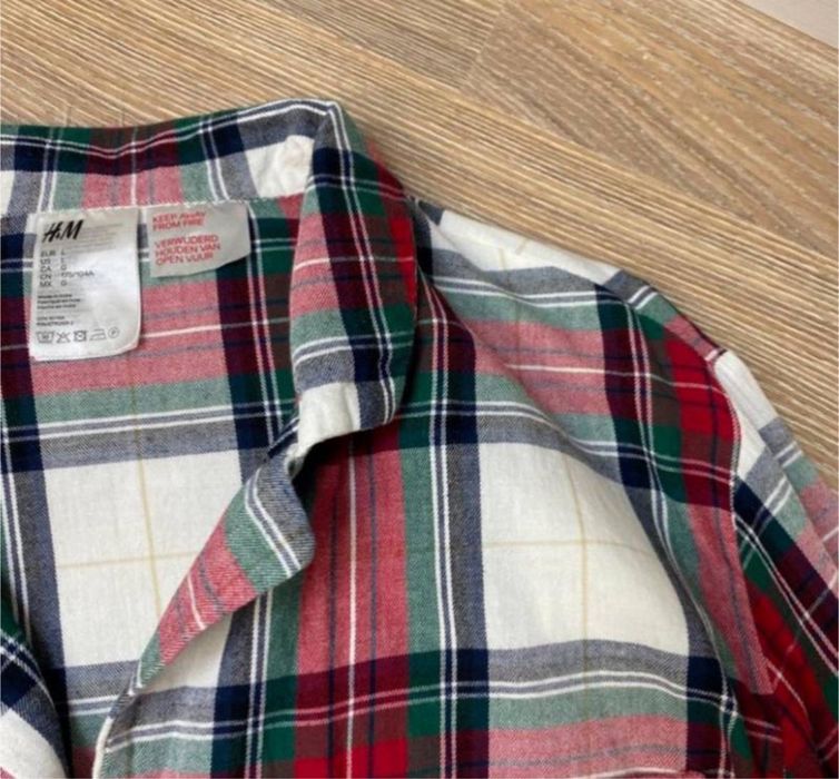 H&m жіноча картата піжама в клітинку сорочка брюки широкі розмір L