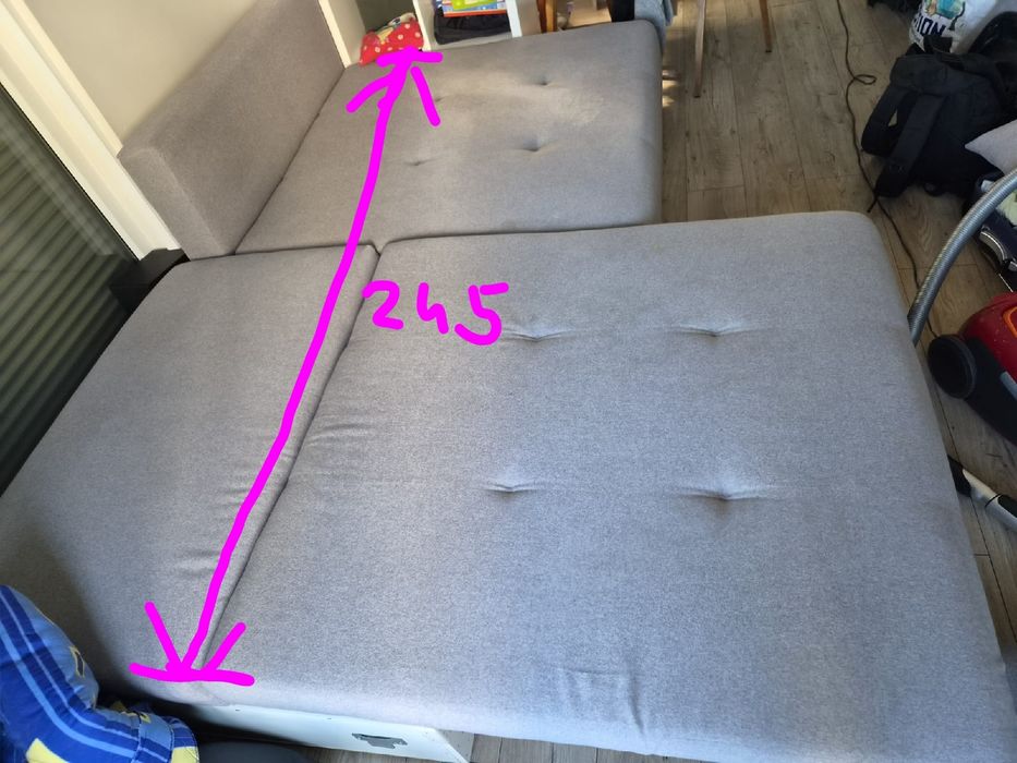 Duża sofa / kanapa rozkładana z funkcją spania + boczki