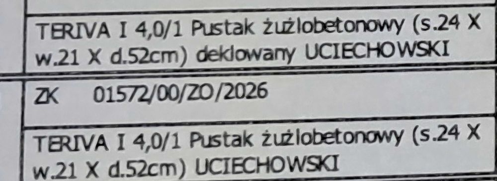 Pustak żużlobetonowy teriva Uciechowski