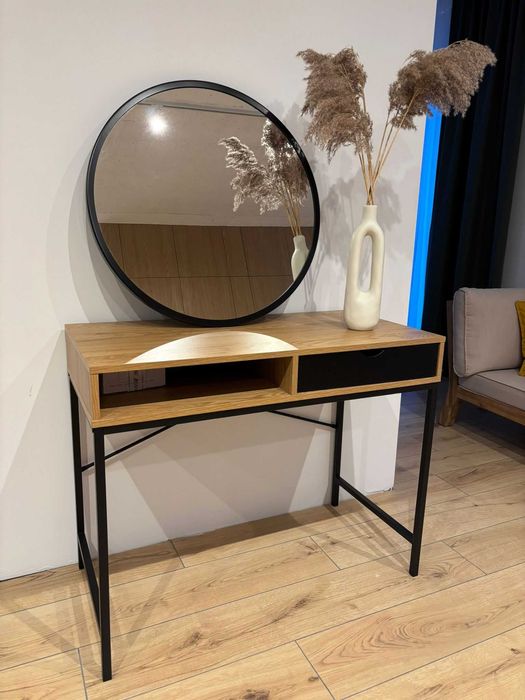 Biurko TRAPPEDAL 48x95 1 szuflada kolor ciepły dąb/czarny JYSK