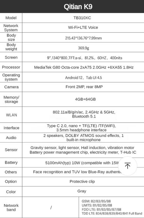 Планшет Lenovo Tab K9/M9 4+64Gb Wi-Fi+LTE