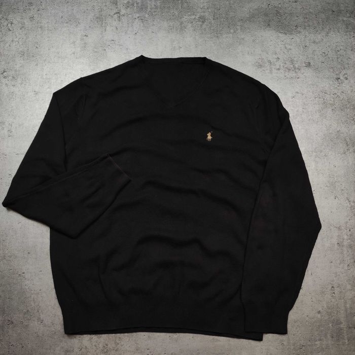 MĘSKI PREMIUM Czarny Sweter Elegancki Bawełna Polo Ralph Lauren Konik