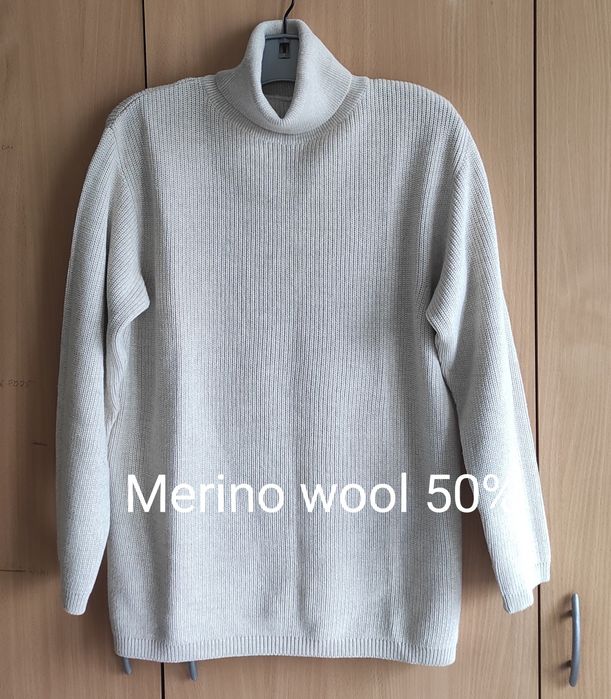 Sweter golf wełna Merino damski rozmiar M