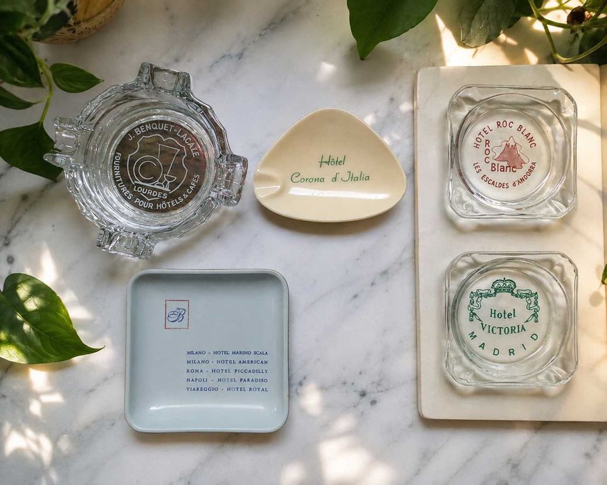 Coleção de cinzeiros vintage de hotéis — 5 peças