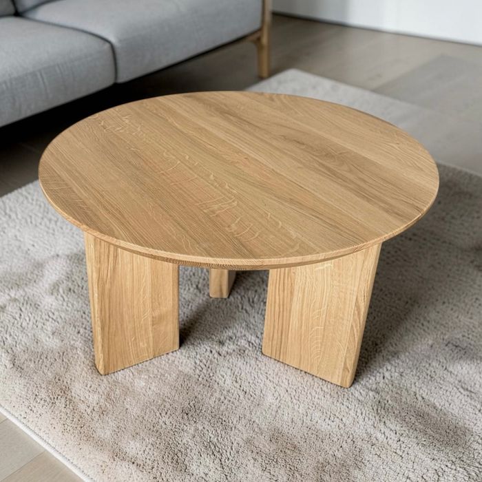 Stolik kawowy dębowy lity okrągły drewniany nowoczesny design fi70 gr.4cm PRODUCENT