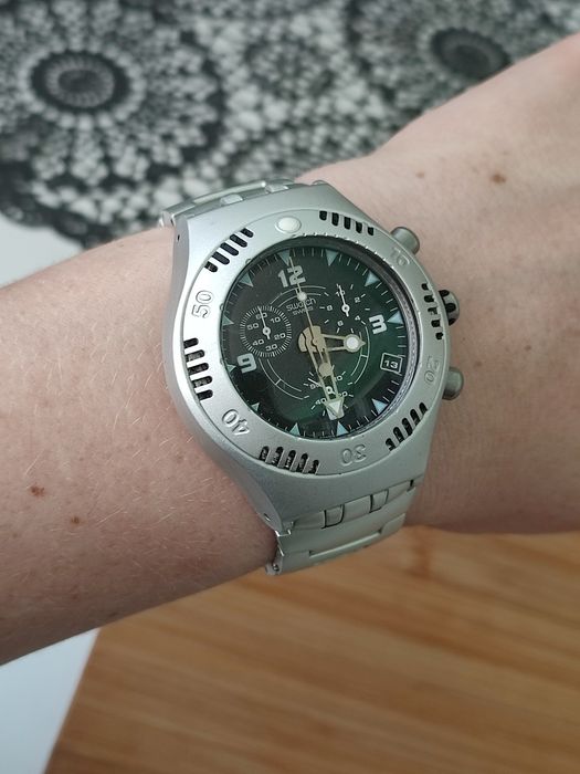 Швейцарський годинник Swatch Irony Aluminum Chronograph CHERGUY YBS4001 Scuba 200 AG 2000