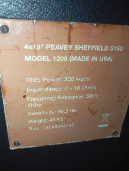 4 X 12 Peavey Sheefield 5150 MODEL 1200