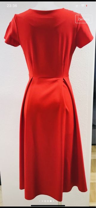 Elegancka czerwona kopertowa sukienka Sander XL na wesele komunię