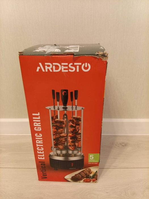 Електрошашличниця Ardesto VEG-HY1000 нова, 900 Вт, 5 шампурів