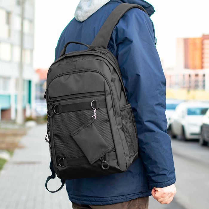 Рюкзак The North Face чорний тканинний з гаманцем на карабіні на 21 л