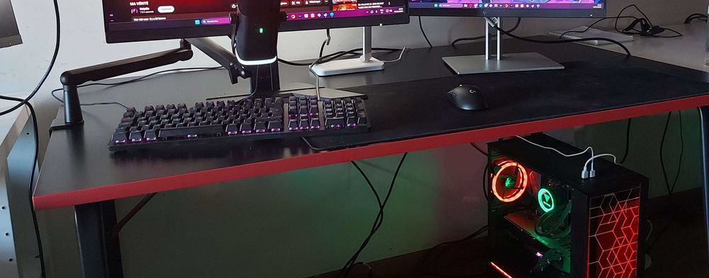 Secretária p/gaming, preto, 140x80 cm (HUVUDSPELARE, IKEA)