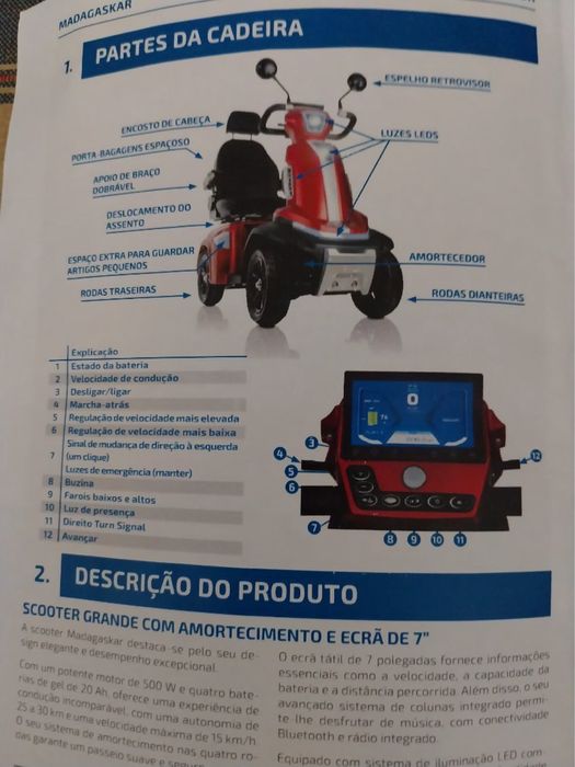 Scooter electrica fixa grande Cinza
