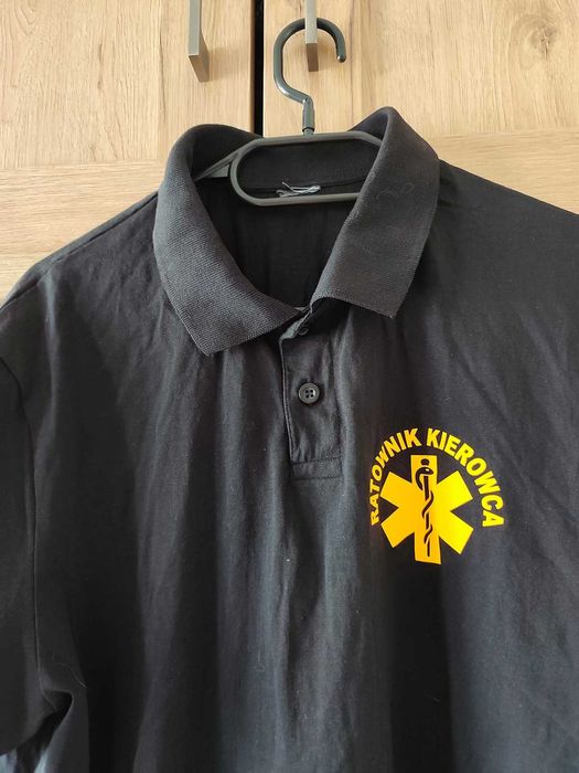 Koszulka Polo Ratownik Kierowca Czarna rozm. XL - SUPER stan!