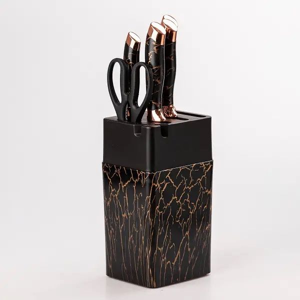 Набір кухонних ножів на підставці з точилом 6 предметів (3 кольори)