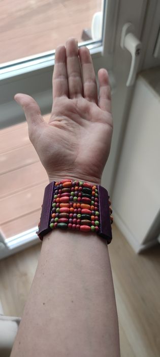 Bransoletka kolorowa Primark elastyczna drewniane koraliki