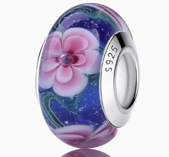 Charms Murano kwiaty kwiat srebro s925