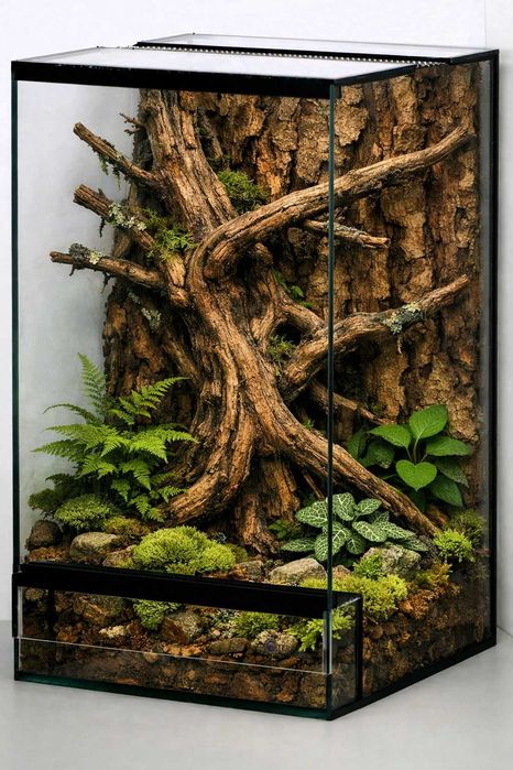 Terrarium szklane 30x30x50cm - drzwiczki rozsuwane, wentylacja