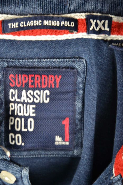 SUPERDRY Classic Indigo Polo Koszulka Męska XXL Oryginalna Super Stan