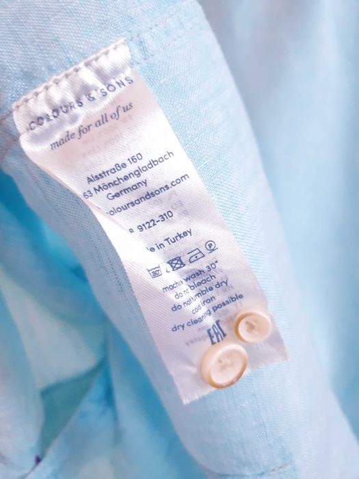 Niebieska turkusowa koszula lniana męska Colours & Sons 100% len L