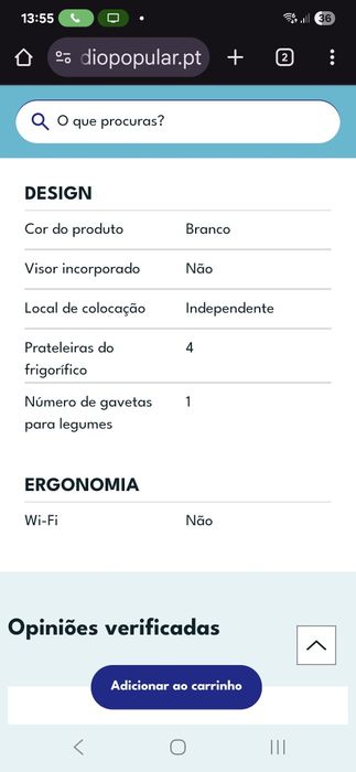 Frigorífico electronia Novo com caixa