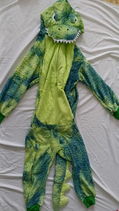 Unisex Onesie Dinozaur Tie-Dye z kapturem – Zielony S – NOWY