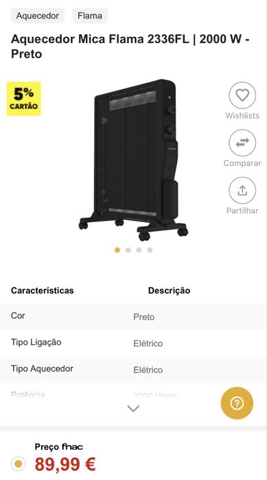 Aquecedor Mica Flama 2336FL | 2000 W - Preto