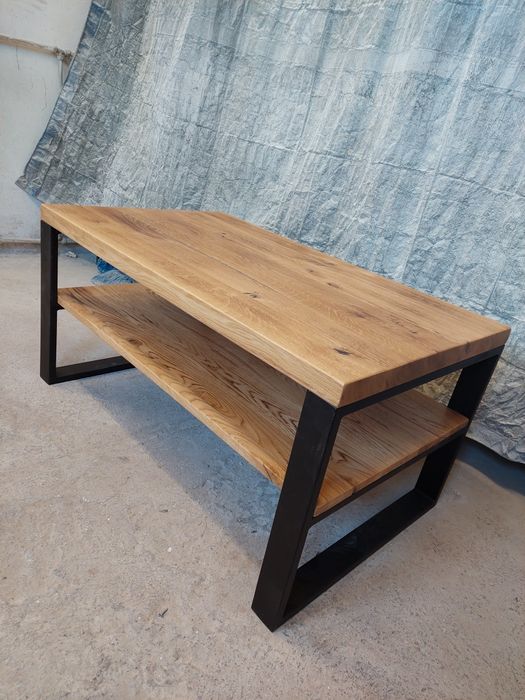 Stolik dębowy z półka loft 100x60x50