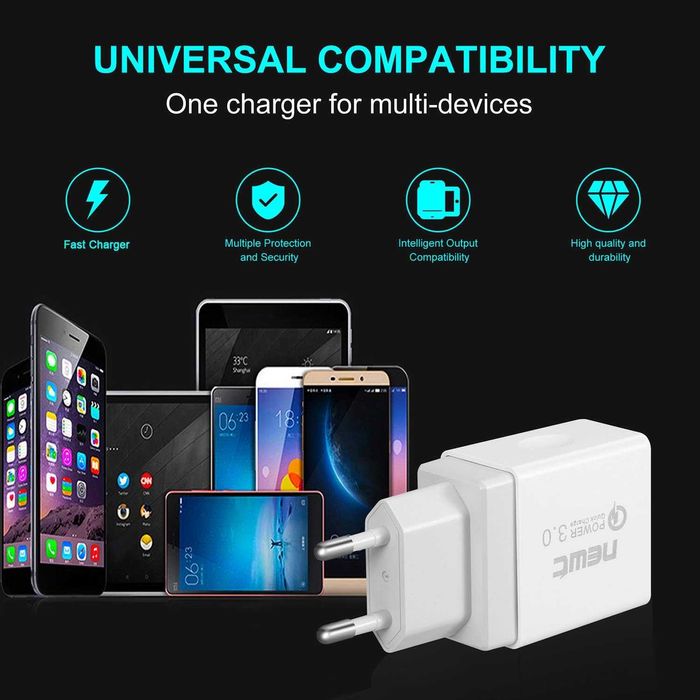 Szybka ładowarka sieciowa NEWC 18W USB 3.0 QC 3.0