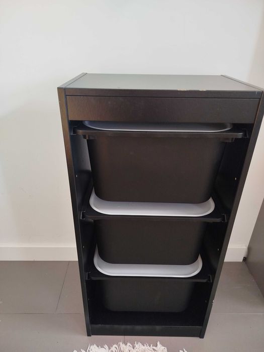 TROFAST Comb arrumação c/caixas em preto