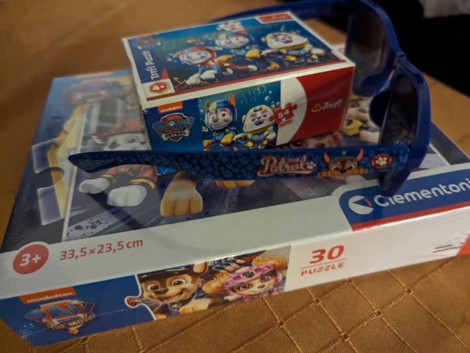 Psi Patrol nowe puzzle folia plus mini puzzle plus okulary chlopiec