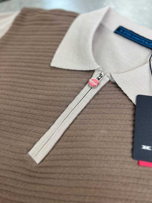 Мужская коричневая футболка Kiton футболка поло с вышивкой Китон f698