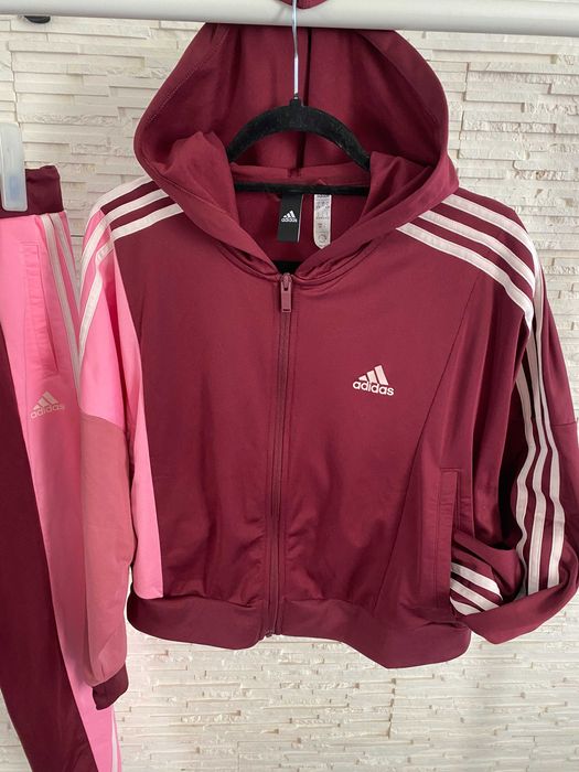 Adidas j nowy set dresowy łączone kolory bordo róż