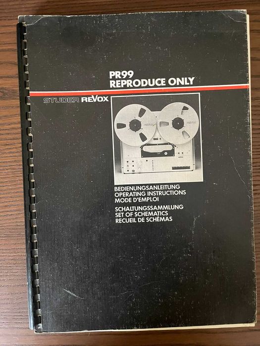 Manual Revox PR99 Reproduce Only