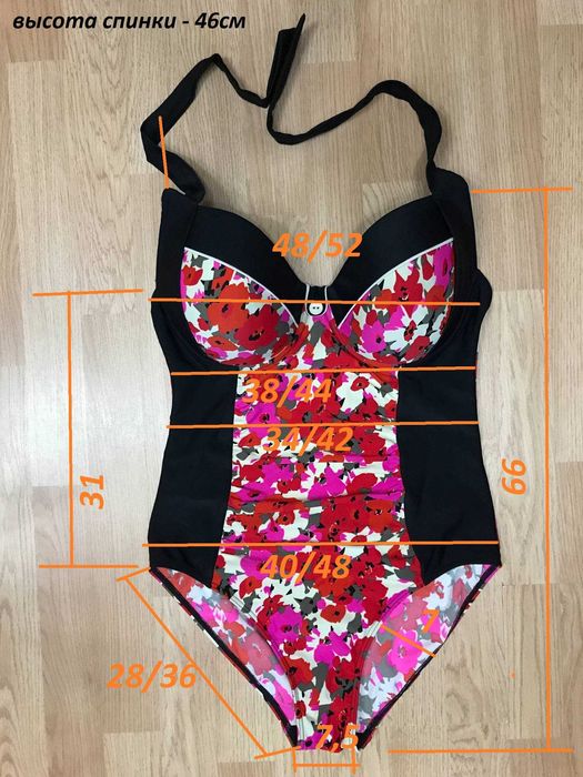 Купальник Resort сплошной чёрный маки Р.50/52