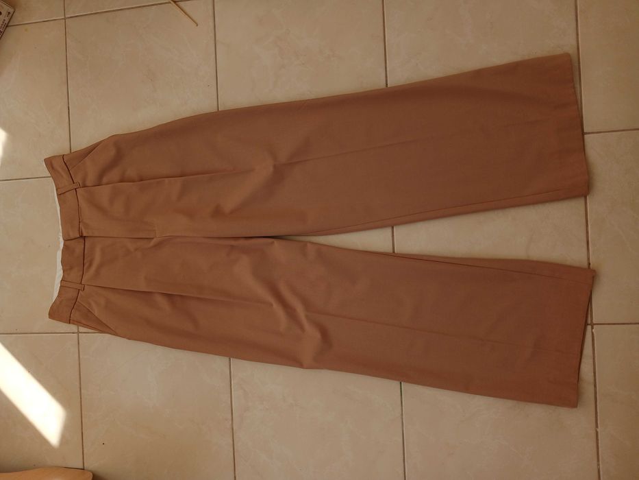 Брюки бежеві кемел zara S