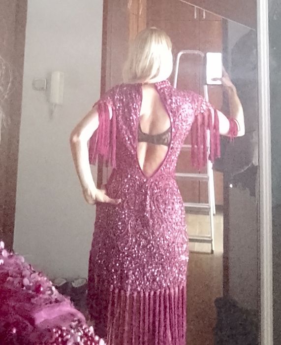 Sukienka koraliki frędzle