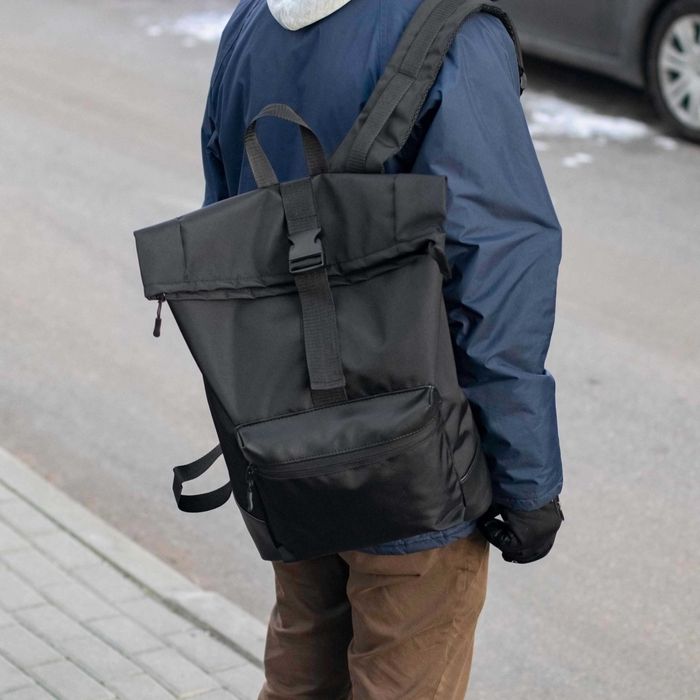 Рюкзак ROLLTOP Neptun міський чорний тканинний на 18 -23л. РОЛ ТОП