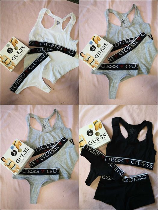 Komplet damski Guess bokserki top stringi nowość
